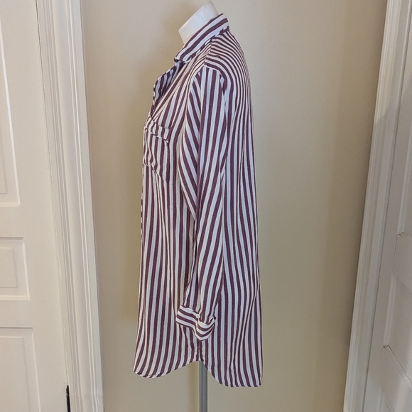 Rails Arcadia soft white and maroon stripe button down size S - Picture 2 of 9